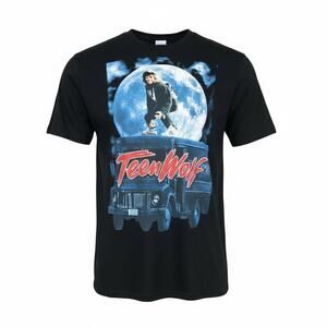 Teen Wolf Graphic T-Shirt Black Size Large – 80s Movie Retro Tee